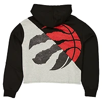 Sweat à capuche court et carré noir recyclé Toronto Raptors pour femme New Era