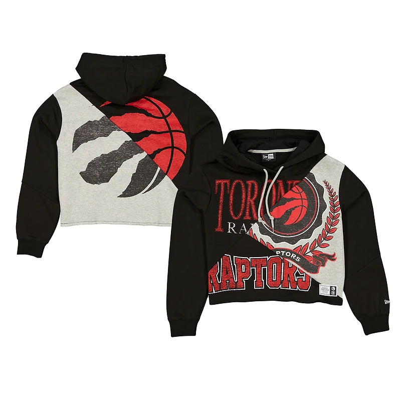 Sweat à capuche court et carré noir recyclé Toronto Raptors pour femme New Era