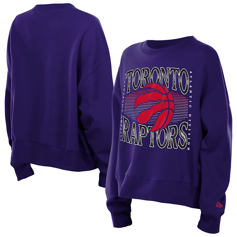 Women's New Era  Purple Toronto Raptors Interlock Boxy Pullover Sweatshirt