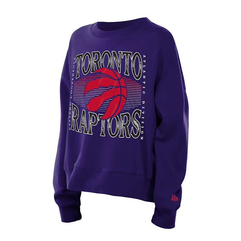 Women's New Era  Purple Toronto Raptors Interlock Boxy Pullover Sweatshirt