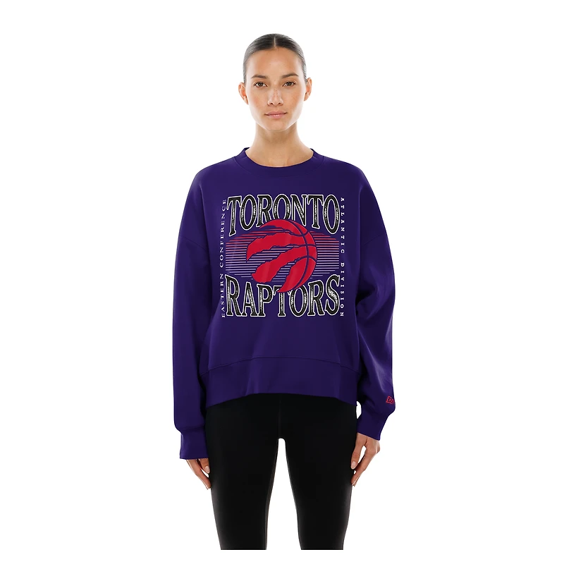 Women's New Era  Purple Toronto Raptors Interlock Boxy Pullover Sweatshirt