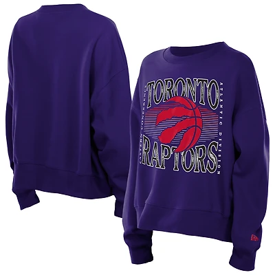 Women's New Era  Purple Toronto Raptors Interlock Boxy Pullover Sweatshirt