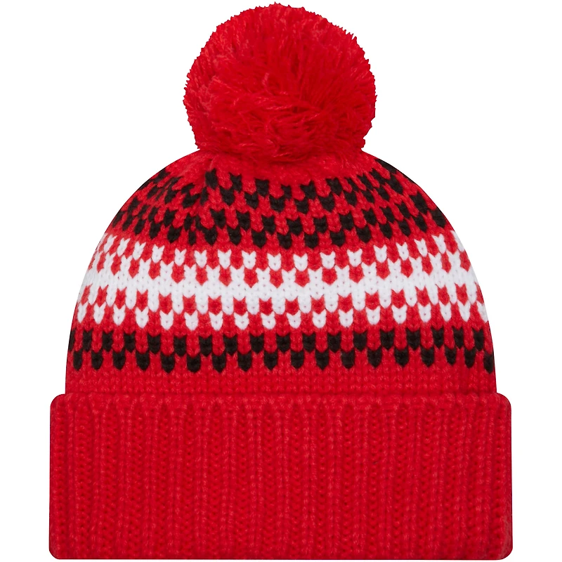 Women's New Era Red Toronto Raptors Cozy Cuffed Knit Hat with Pom