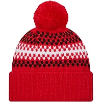 Women's New Era Red Toronto Raptors Cozy Cuffed Knit Hat with Pom