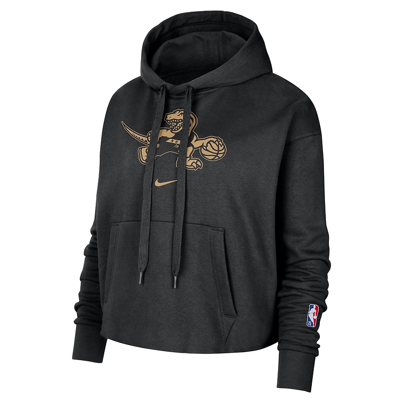 Women's Nike Black Toronto Raptors 2021/22 City Edition Essential Logo Cropped Pullover Hoodie