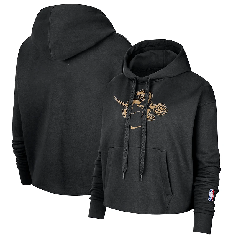 Women's Nike Black Toronto Raptors 2021/22 City Edition Essential Logo Cropped Pullover Hoodie