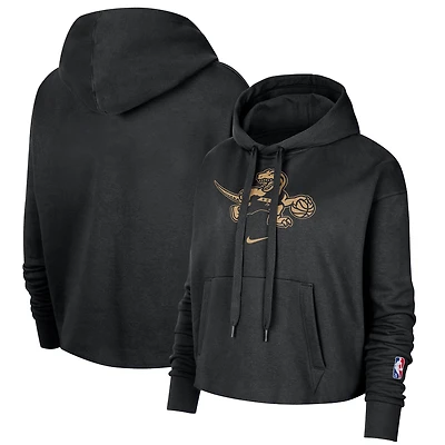Women's Nike Black Toronto Raptors 2021/22 City Edition Essential Logo Cropped Pullover Hoodie