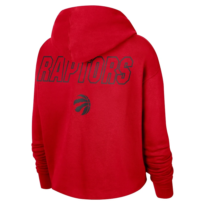 Chandail à capuchon court enfiler Courtside des Raptors de Toronto Nike rouge pour femme