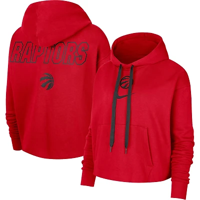 Chandail à capuchon court enfiler Courtside des Raptors de Toronto Nike rouge pour femme