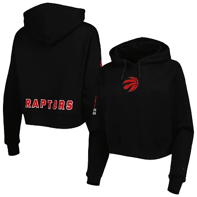Sweat à capuche court en polaire classique Pro Standard noir pour femme, modèle Toronto Raptors.