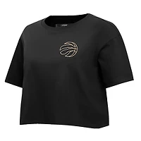 V138429 Raptrs FW23 NBA T-shirt court SS noir et or pour femme TEELADC