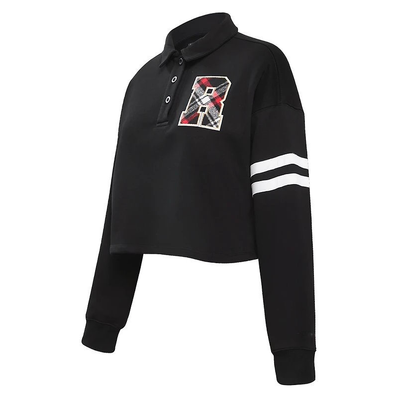 Women's Pro Standard Black Toronto Raptors Prep Long Sleeve Cropped Polo