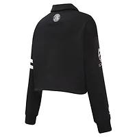Women's Pro Standard Black Toronto Raptors Prep Long Sleeve Cropped Polo