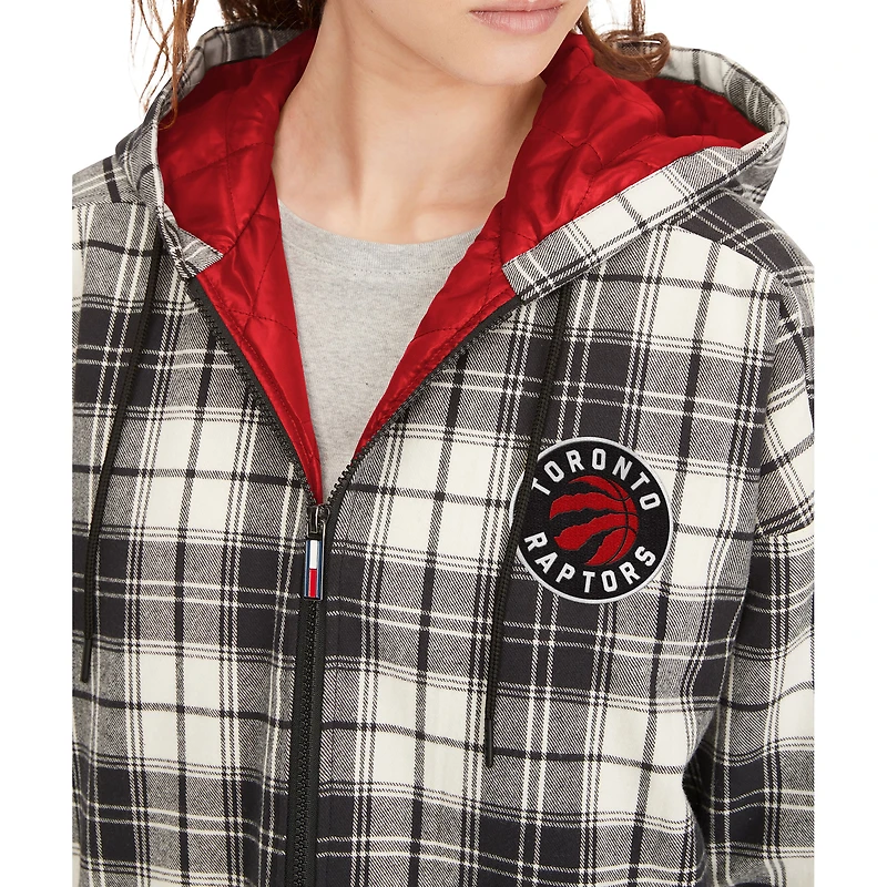 Women's Tommy Jeans Black Toronto Raptors - Molly Flannel Full-Zip Hoodie