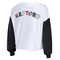 Women's WEAR by Erin Andrews Heather Red Sweat court à enfiler avec lettres mélangées des Raptors de Toronto
