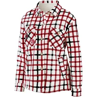 Women's WEAR by Erin Andrews Oatmeal/Red Toronto Raptors Plaid - Button-Up Shirt Jacket