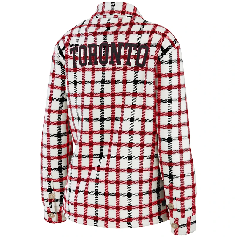Women's WEAR by Erin Andrews Oatmeal/Red Toronto Raptors Plaid - Button-Up Shirt Jacket