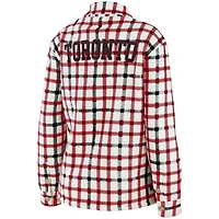 Women's WEAR by Erin Andrews Oatmeal/Red Toronto Raptors Plaid - Button-Up Shirt Jacket