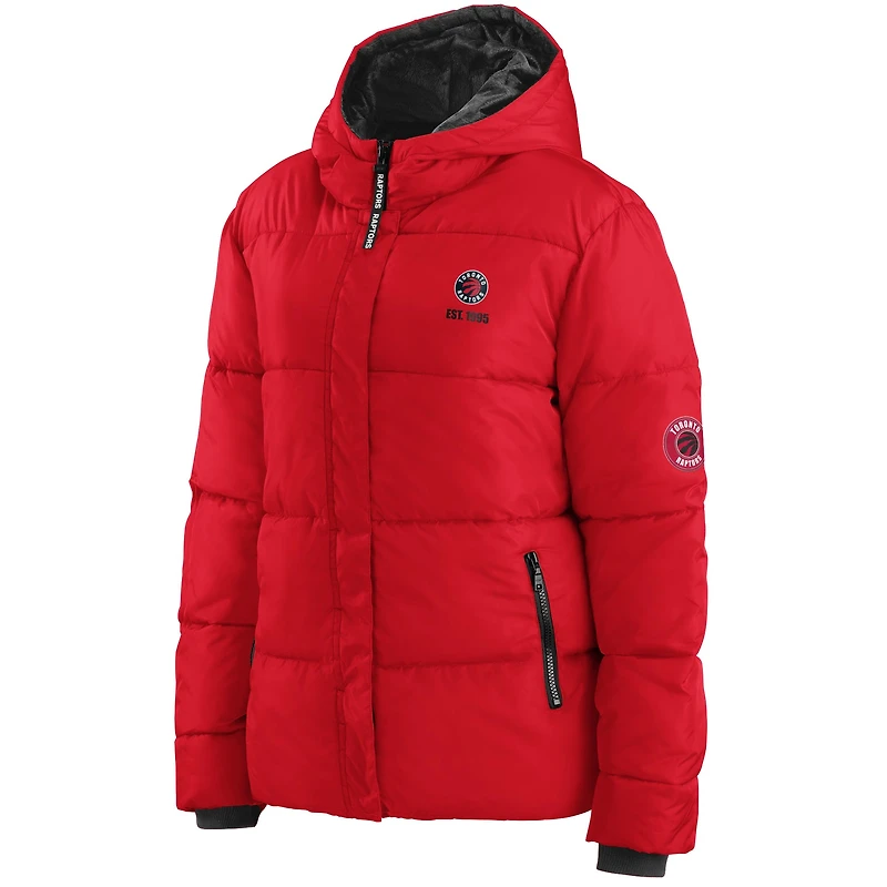 Manteau WEAR by Erin Andrews rouge Toronto Raptors en peluche à glissière pleine longueur pour femmes