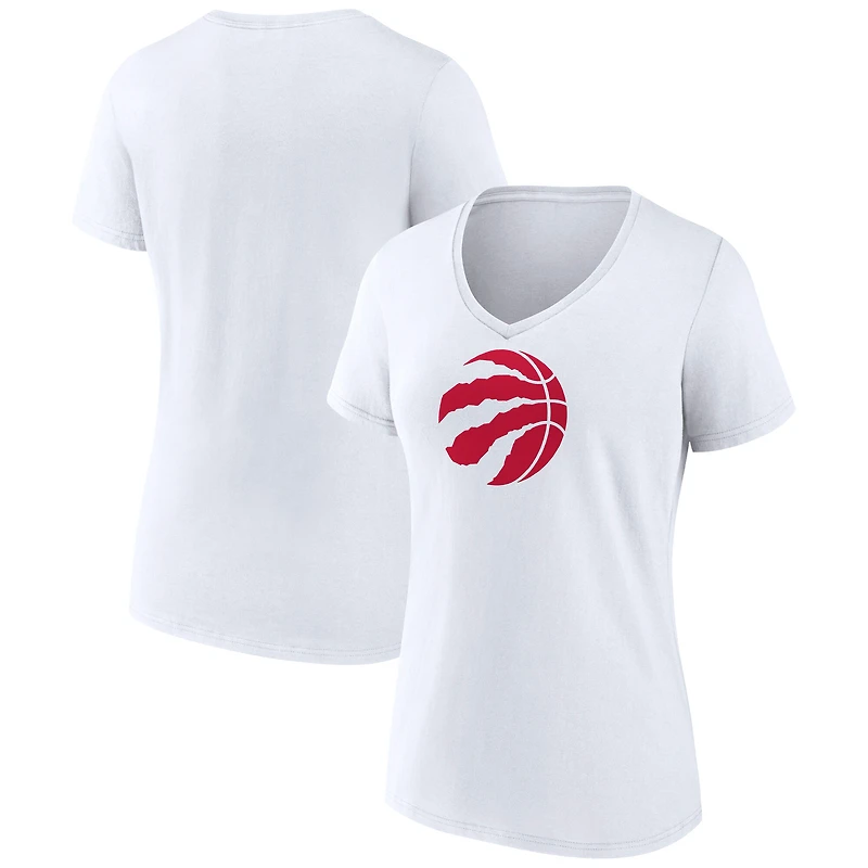 Women's  White Toronto Raptors Primary Logo V-Neck T-Shirt