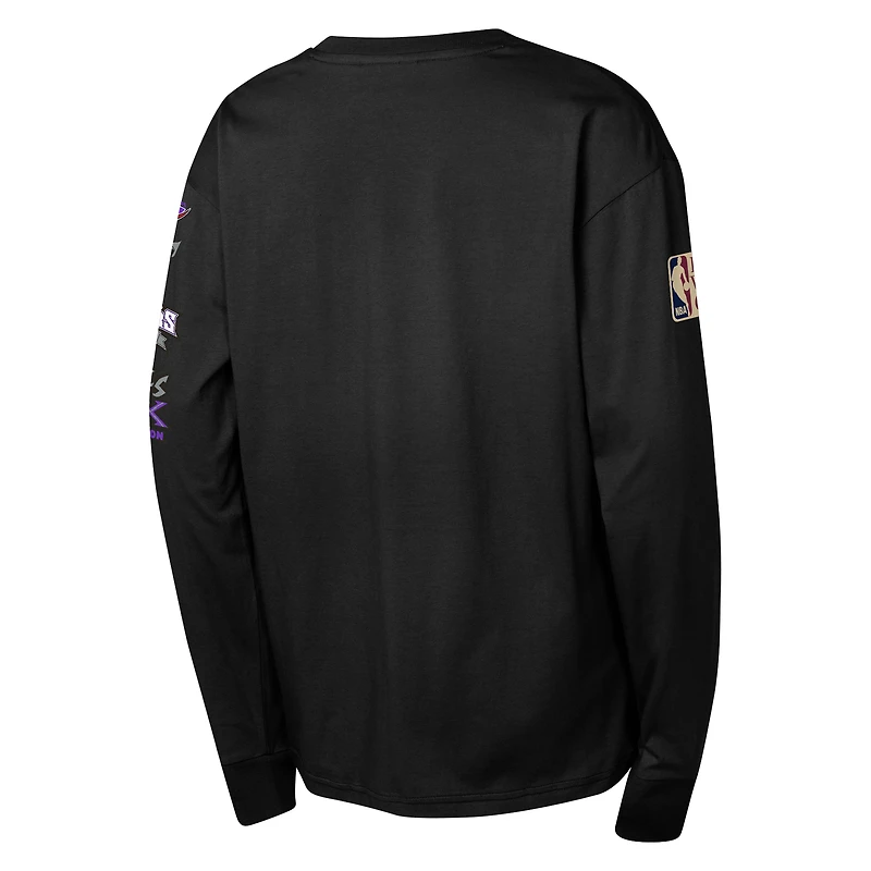 Youth Mitchell & Ness Black Toronto Raptors  Hardwood Classics All Over Long Sleeve T-Shirt