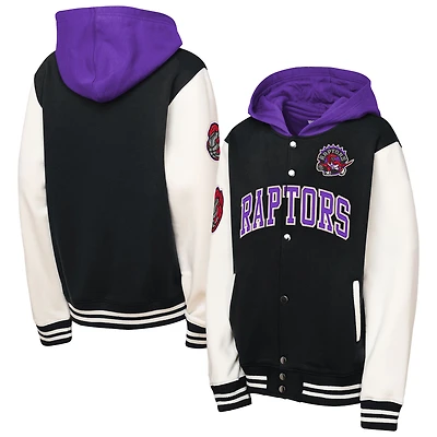 Veste à capuche entièrement boutonnée en polaire Hardwood Classics Courtside des Toronto Raptors de Mitchell & Ness pour jeunes