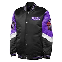 Youth Mitchell & Ness  Black Toronto Raptors Throw It Back Heavyweight Full-Snap Satin Jacket