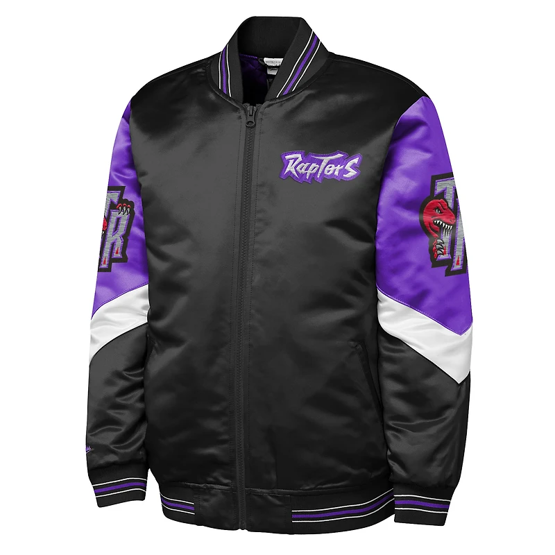 Youth Mitchell & Ness  Black Toronto Raptors Throw It Back Heavyweight Full-Zip Satin Jacket