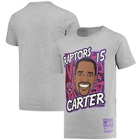 T-shirt pour jeune Mitchell & Ness Vince Carter Gris Toronto Raptors Hardwood Classics King of the Court Player