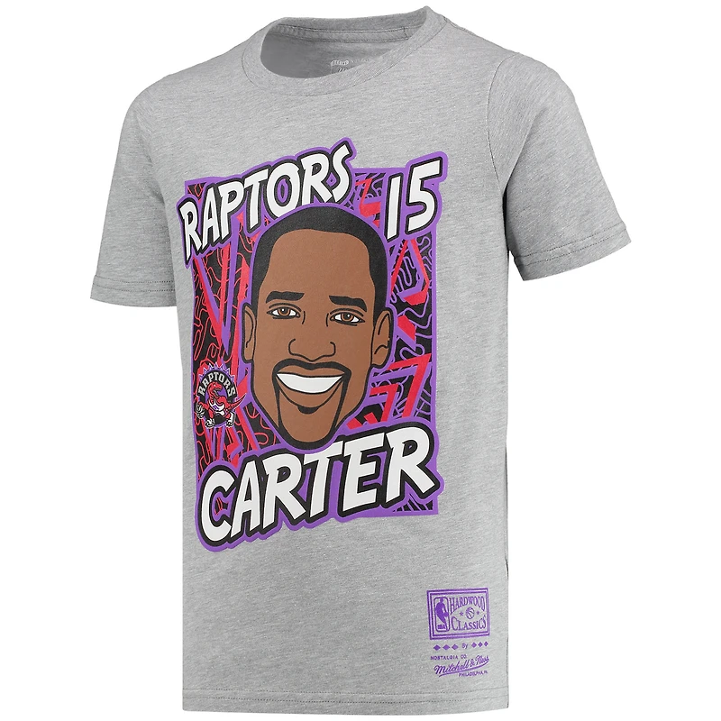 T-shirt pour jeune Mitchell & Ness Vince Carter Gris Toronto Raptors Hardwood Classics King of the Court Player