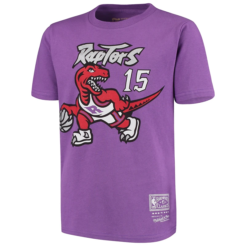T-shirt Mitchell & Ness Vince Carter violet Toronto Raptors Hardwood Classics pour jeunes, avec nom et numéro
