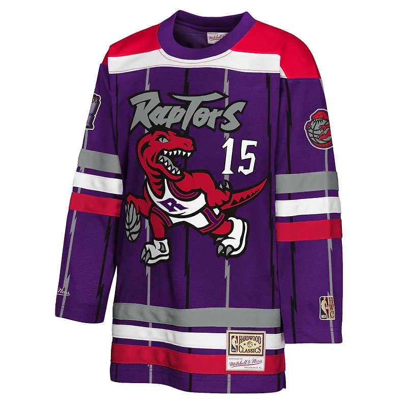 Maillot de hockey tendance Maxxed Out 2.0 violet pour jeunes Mitchell & Ness Vince Carter des Toronto Raptors