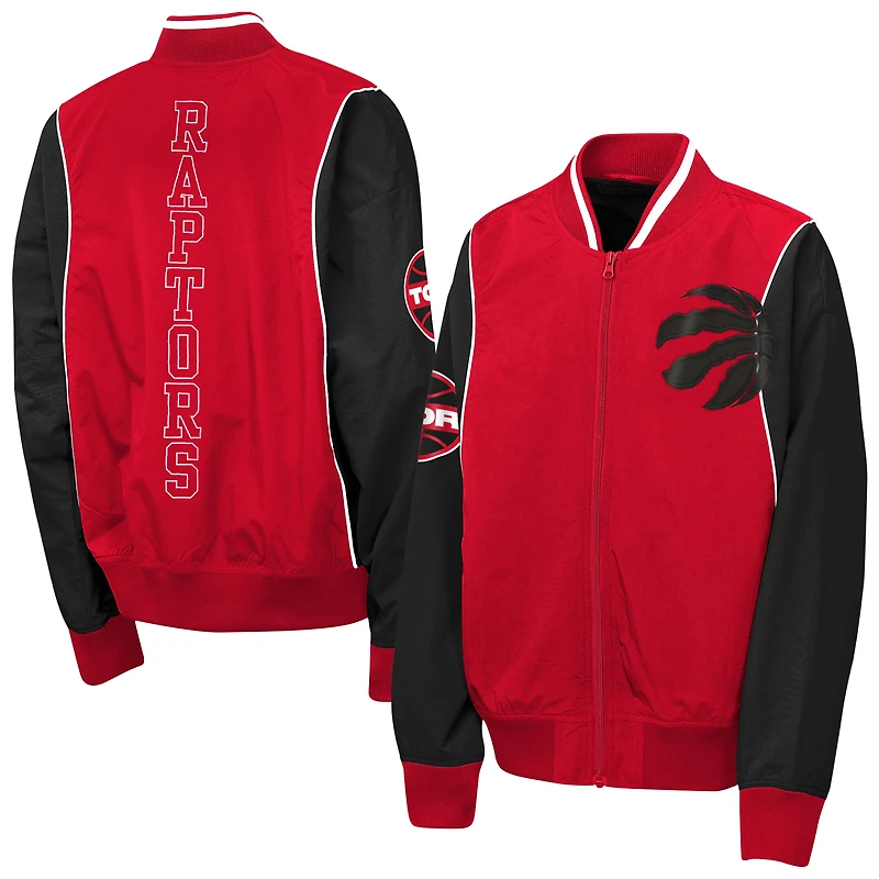 Coupe-vent zippé à deux points Outerstuff rouge et noir pour jeunes des Raptors de Toronto