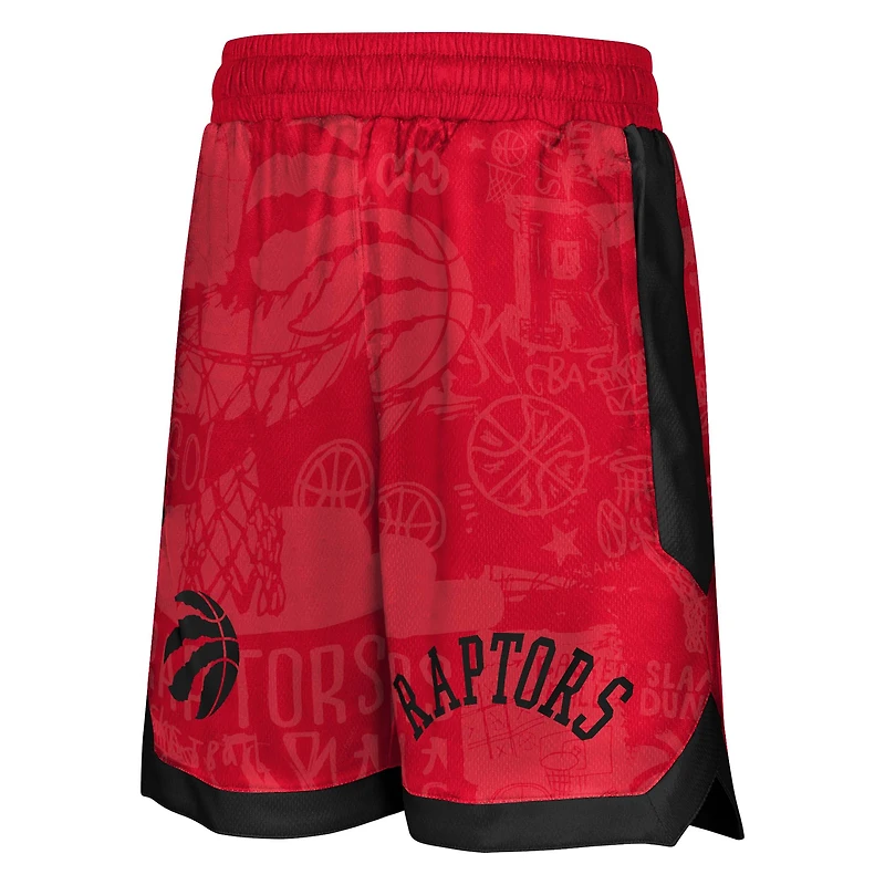 Shorts de street art pour jeunes des Toronto Raptors rouges