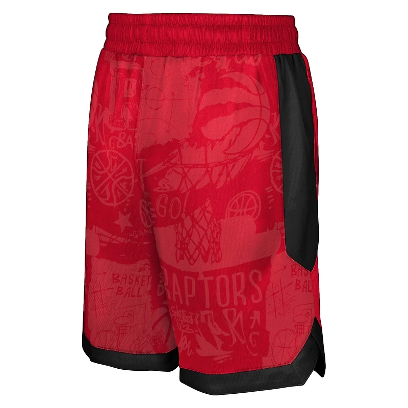 Shorts de street art pour jeunes des Toronto Raptors rouges