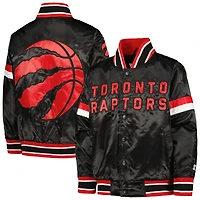 Veste universitaire noire à boutons-pression en satin pour jeunes Starter des Raptors de Toronto