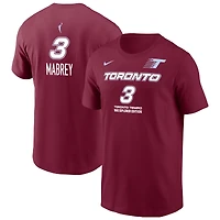 T-shirt Nike Marina Mabrey Bordeaux Toronto Tempo Explorer Edition pour homme, avec nom et numéro