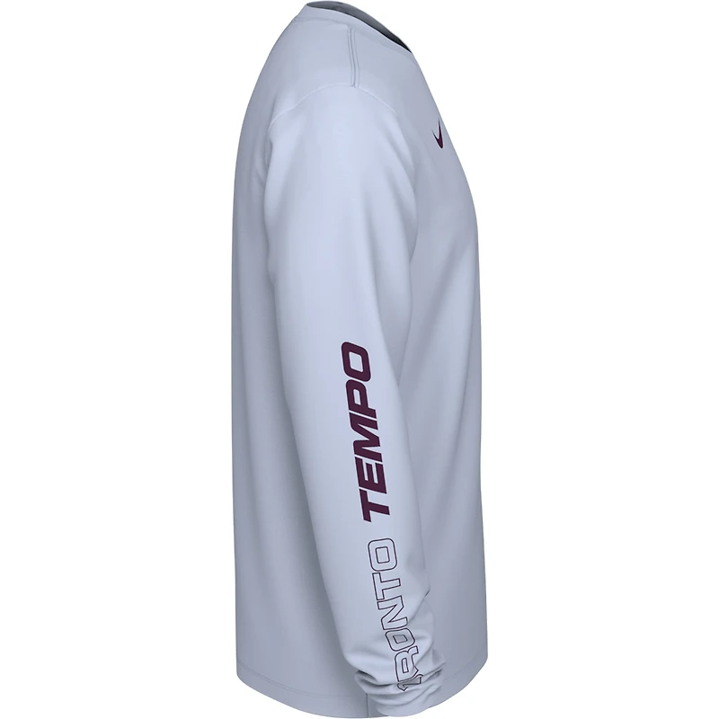 Men's Nike White Toronto Tempo Logo Long Sleeve T-Shirt
