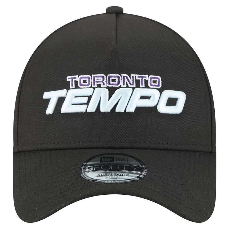 Unisex New Era Black Toronto Tempo Core Logo A-Frame 9FORTY Adjustable Hat
