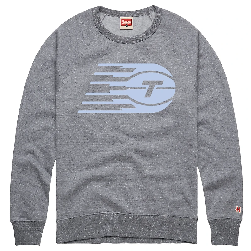 Unisex Homage Gray Toronto Tempo Logo Tri-Blend Pullover Sweatshirt