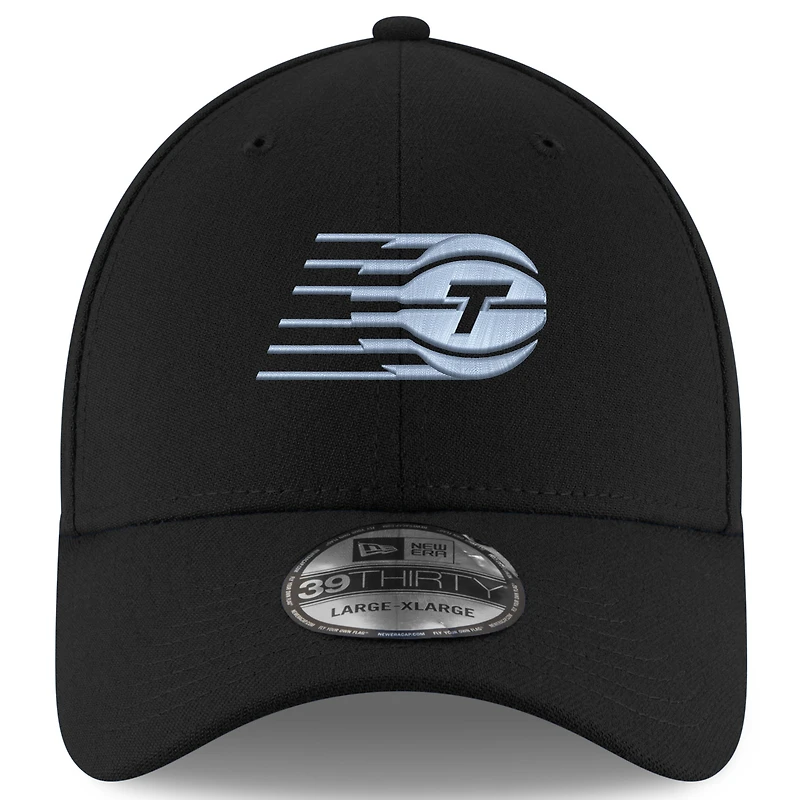 Casquette unisexe New Era noire avec logo de basket-ball Toronto Tempo 39THIRTY Flex