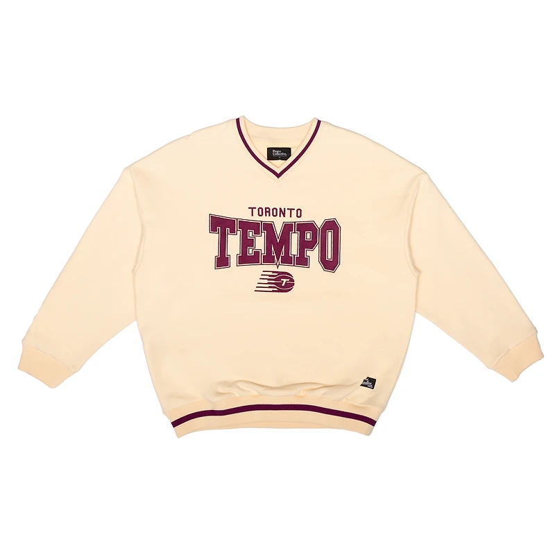 Sweat-shirt unisexe Peace Collective Cream Toronto Tempo à col en V certifié OEKO-TEX