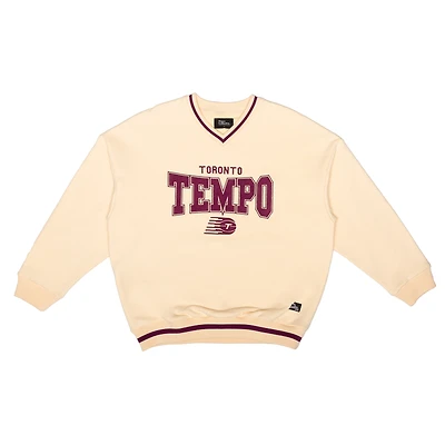 Sweat-shirt unisexe Peace Collective Cream Toronto Tempo à col en V certifié OEKO-TEX
