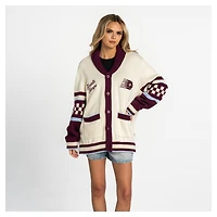 Unisex The Wild Collective  Cream Toronto Tempo Jacquard Full-Button Sweater