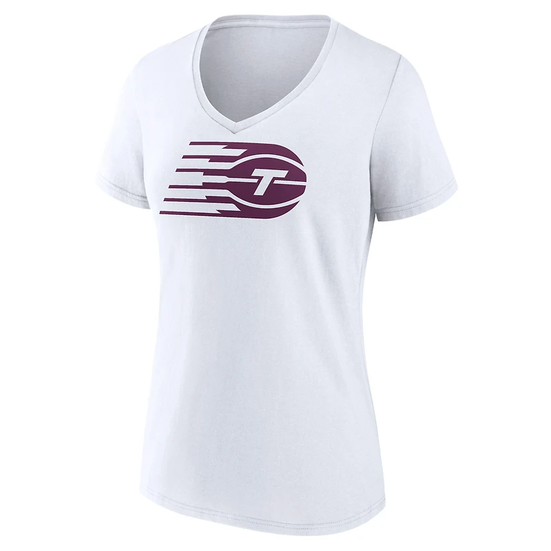 T-shirt à col en V avec logo principal Toronto Tempo Fanatics pour femmes, blanc
