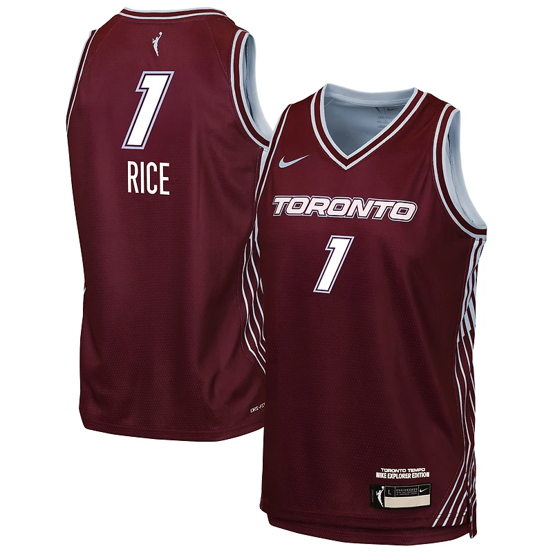 Maillot Nike Kiki Rice Bordeaux Toronto Tempo Swingman pour enfant - Édition Explorer