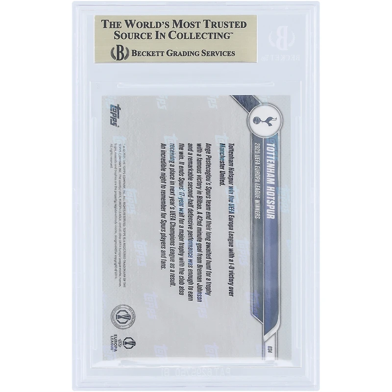 Tottenham Hotspur 2025 Topps maintenant vainqueur de l'UEFA Europa League #34 BGS Carte authentifiée 9.5