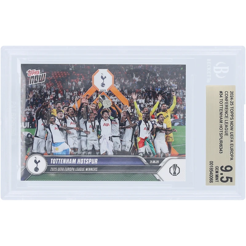 Tottenham Hotspur 2025 Topps maintenant vainqueur de l'UEFA Europa League #34 BGS Carte authentifiée 9.5