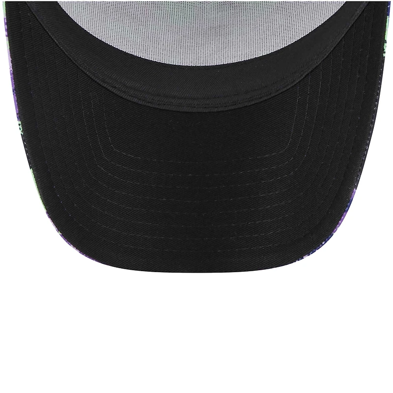 Men's New Era Tottenham Hotspur Black Glitch All Over Print E-Frame Trucker Adjustable Hat