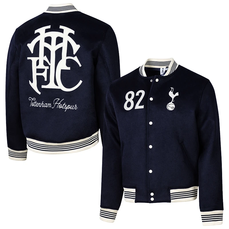 Veste universitaire en laine bleu marine Tottenham Hotspur Free Kick pour homme, design sportif suédois